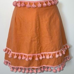 Salmon Pink Tassel Skirt with Baby Pink Tassels